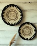 Handmade Banana Leaf Wall Plates  – Natural & Black Boho Woven Wall Art for Living Room Eco-Friendly Decorative Wall Baskets by Coccaro Home - Image 5