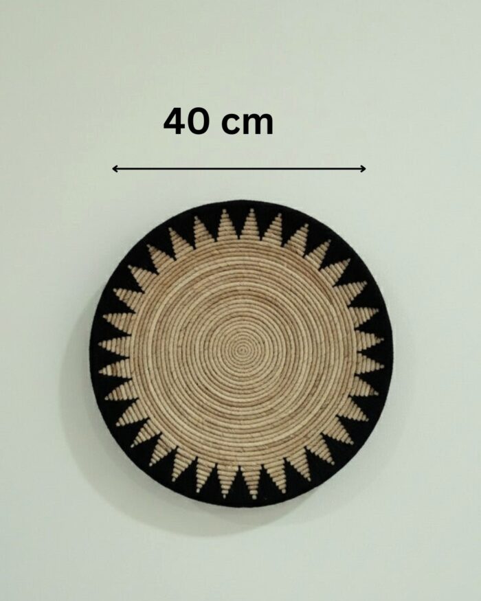 Handmade Banana Leaf Wall Plates  – Natural & Black Boho Woven Wall Art for Living Room Eco-Friendly Decorative Wall Baskets by Coccaro Home - Image 3