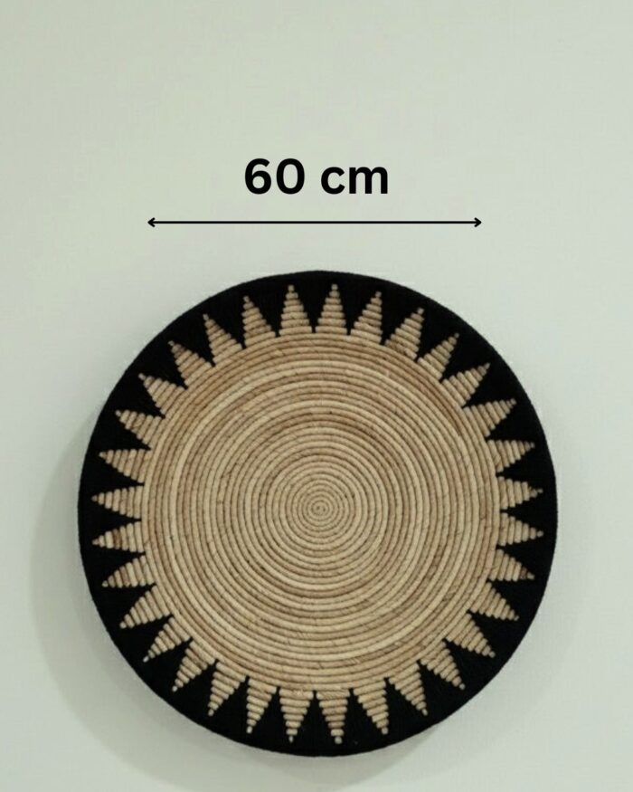 Handmade Banana Leaf Wall Plates  – Natural & Black Boho Woven Wall Art for Living Room Eco-Friendly Decorative Wall Baskets by Coccaro Home - Image 4