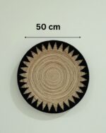 Handmade Banana Leaf Wall Plates  – Natural & Black Boho Woven Wall Art for Living Room Eco-Friendly Decorative Wall Baskets by Coccaro Home - Image 2