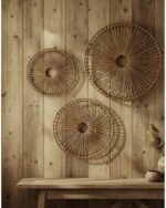 Handmade Open-Circle Banana Leaf Wall Plates Set – Natural Woven Round Wall Art with Sunray Design, Eco-Friendly Home Décor by Coccaro Home - Image 5