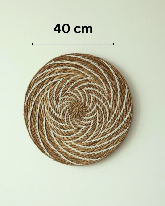 Handmade Open-Circle Banana Leaf Wall Plates Set – Natural Woven Round Wall Art with Sunray Design, Eco-Friendly Home Décor by Coccaro Home - Image 2