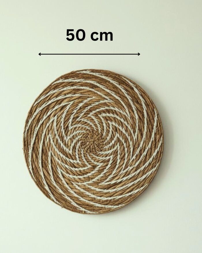 Handmade Open-Circle Banana Leaf Wall Plates Set – Natural Woven Round Wall Art with Sunray Design, Eco-Friendly Home Décor by Coccaro Home - Image 3