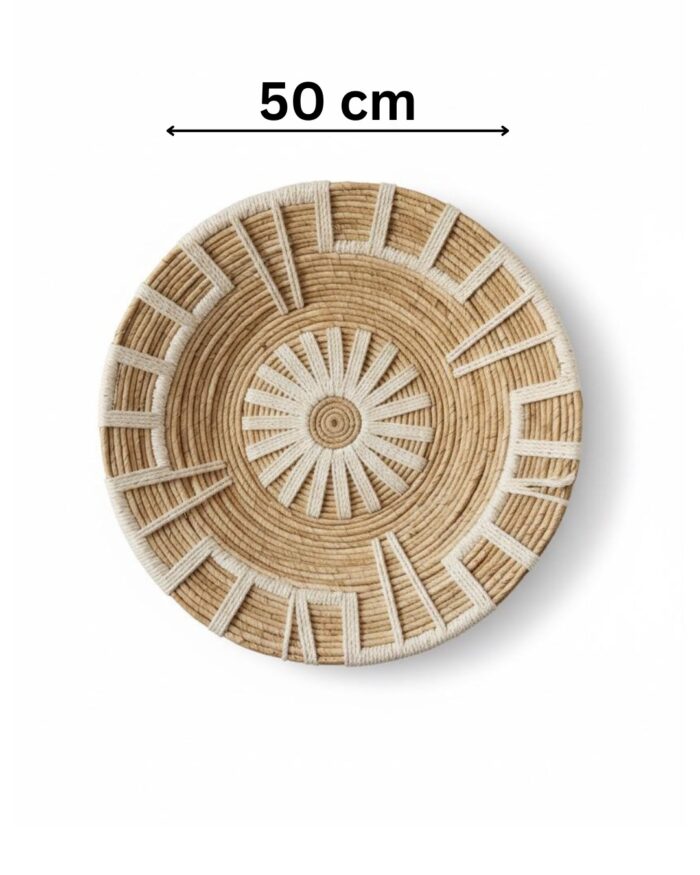 Handwoven Decorative Wall Plates Made from Natural Banana Fiber – Boho Rustic Wall Art with White Accents – Eco-Friendly Woven Hanging Baskets for Living Room, Bedroom, or Entryway Décor – Lightweight and Sustainable Wall Decorations - Image 3