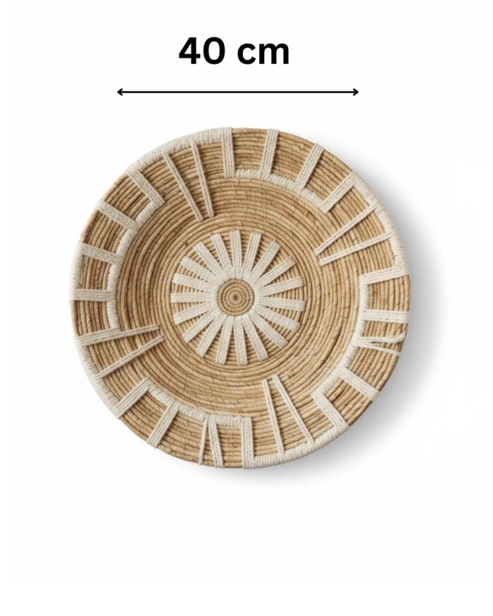 Handwoven Decorative Wall Plates Made from Natural Banana Fiber – Boho Rustic Wall Art with White Accents – Eco-Friendly Woven Hanging Baskets for Living Room, Bedroom, or Entryway Décor – Lightweight and Sustainable Wall Decorations - Image 2