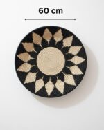 Handwoven Decorative Wall Plates Made from Natural Banana Fiber – Black & Beige Sunburst Design - Image 5