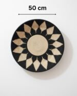 Handwoven Decorative Wall Plates Made from Natural Banana Fiber – Black & Beige Sunburst Design - Image 4