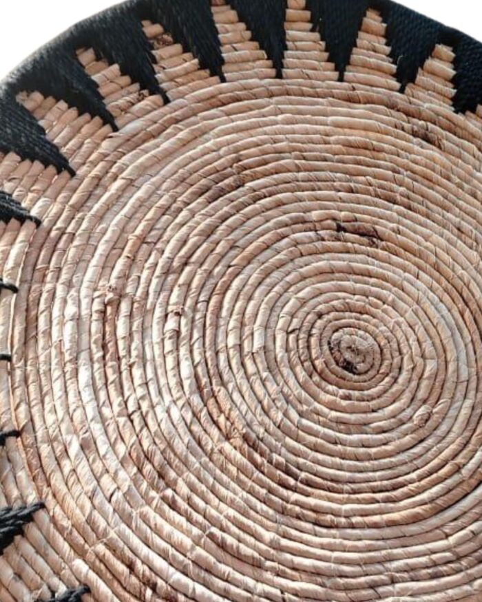 Handmade Banana Leaf Wall Plates  – Natural & Black Boho Woven Wall Art for Living Room Eco-Friendly Decorative Wall Baskets by Coccaro Home - Image 6