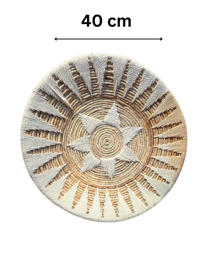 Handcrafted  Decorative Wall Plate – Eco-Friendly Banana Paper Wall Art with Sunburst Design – Large Woven Boho Wall Plate Décor for Living Room Bedroom or Entryway – Sustainable Natural Fiber Wall Hanging - Image 3