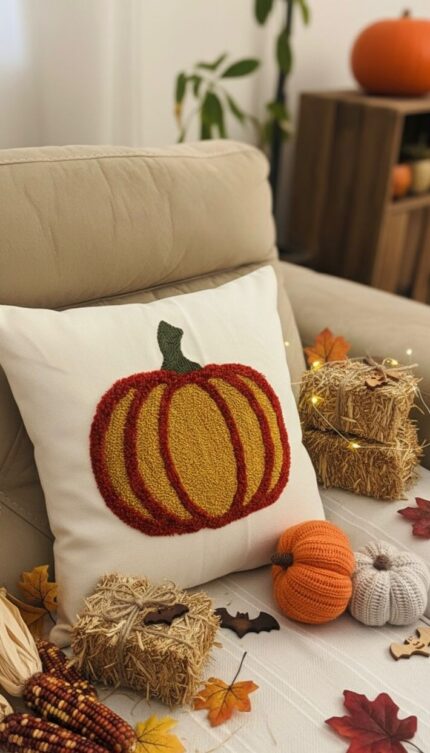 Cozy Harvest Pumpkin Pillow