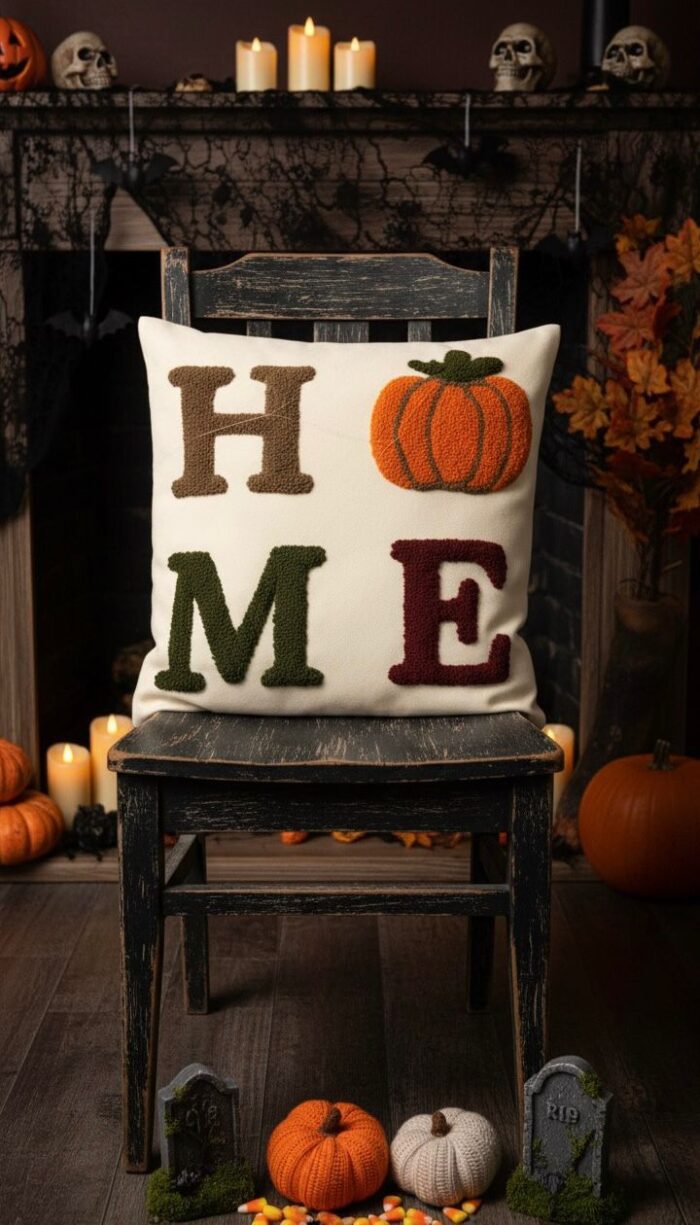 Embroidered home pumpkin cushion
