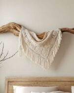 “Handmade Boho Crochet Throw Blanket with Fringes – Cozy Vintage Charm for Bed Sofa or Wall Décor”