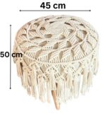 Artisan Handmade Macramé Pouf – Bohemian Cotton Ottoman with Detailed Knotwork and Fringe Edges - Image 2