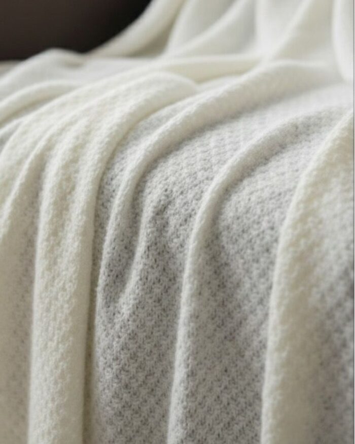 Handmade Knitted Cotton Throw Blanket – Ultra-Soft Waffle Texture Couch & Bed Cover with Ribbed Edges – Cozy All-Season Decorative Knit Blanket for Sofa Living Room & Bedroom (Available in Black Grey and Offwhite-Kaki-Beige) - Image 4