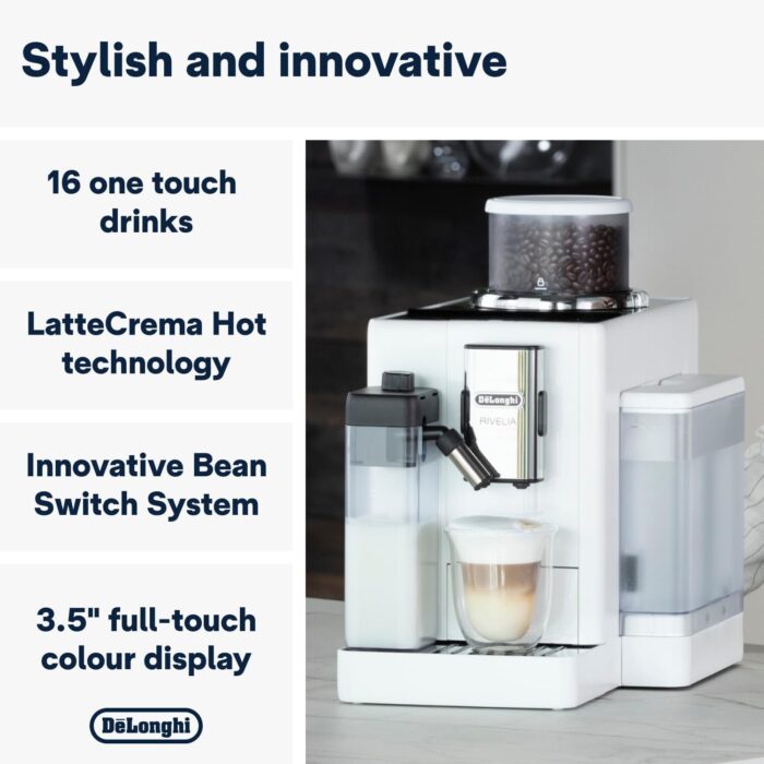 De'Longhi Rivelia EXAM440.55.W Fully Automatic Coffee Maker with LatteCrema System - Image 5