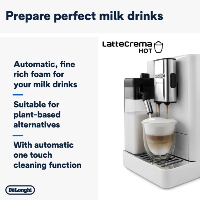 De'Longhi Rivelia EXAM440.55.W Fully Automatic Coffee Maker with LatteCrema System - Image 7
