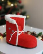 Handmade Christmas Santa Boot Jute Crochet Decoration - Image 2