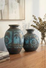 Handcrafted Pottery Vase – Earthy Blue Artisan Design