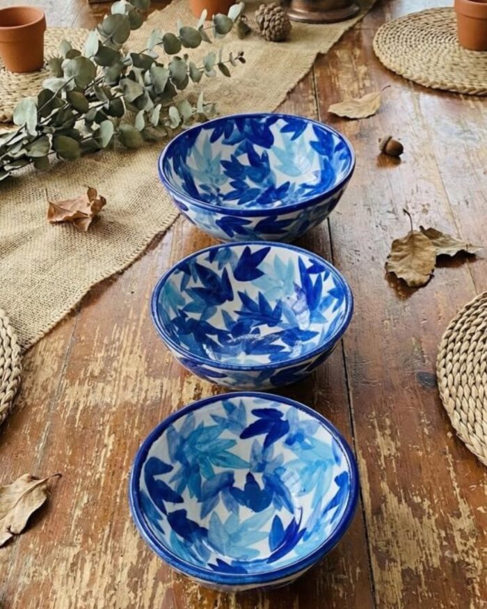 Azure Leaf Porcelain Bowl Set - Image 2