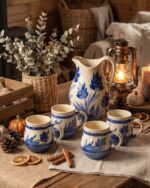 Azure Bloom Porcelain Beverage Set – 5 Pieces - Image 2