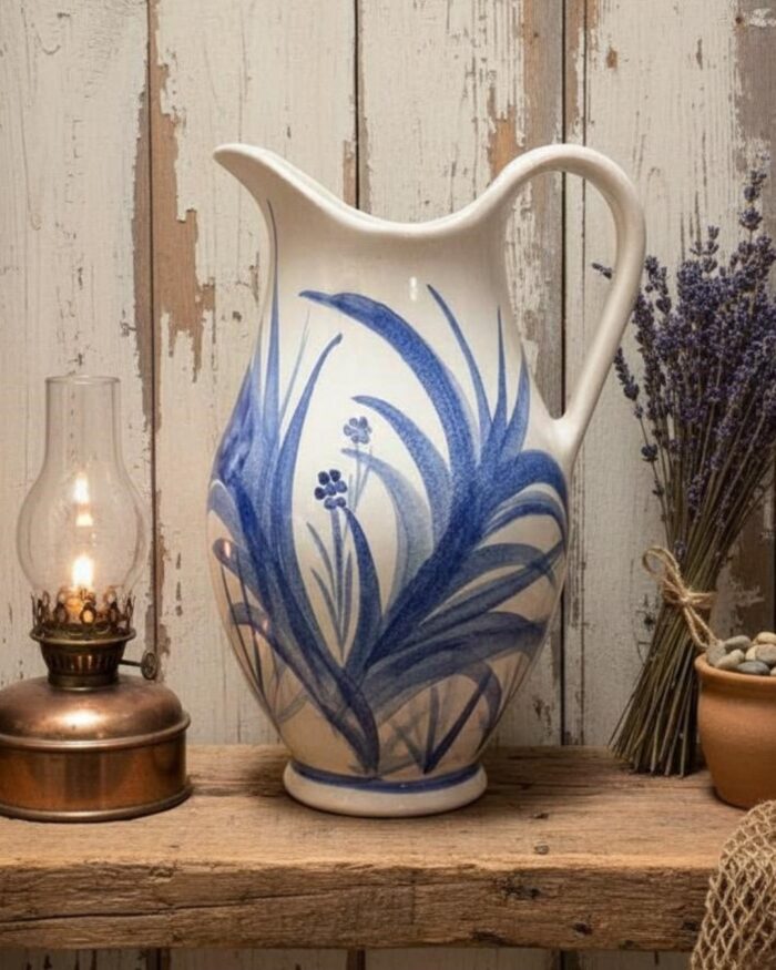 Hand-Painted Blue Botanical Porcelain Vase - Image 2