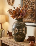 Handcrafted Pottery Vase – Earthy Green Artisan Finish - Image 5