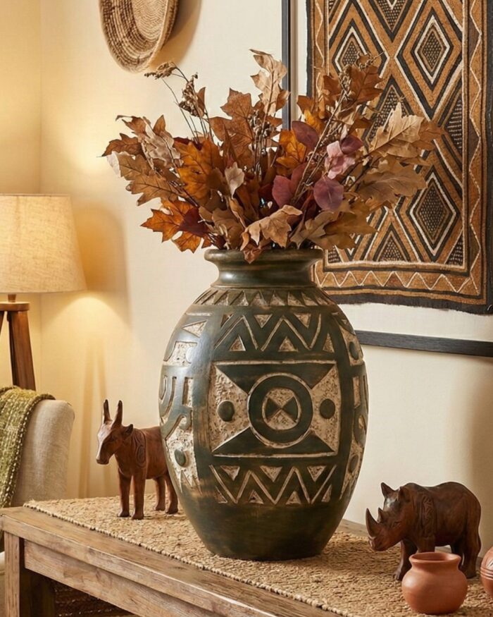 Handcrafted Pottery Vase – Earthy Green Artisan Finish - Image 5