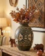 Handcrafted Pottery Vase – Earthy Green Artisan Finish - Image 4