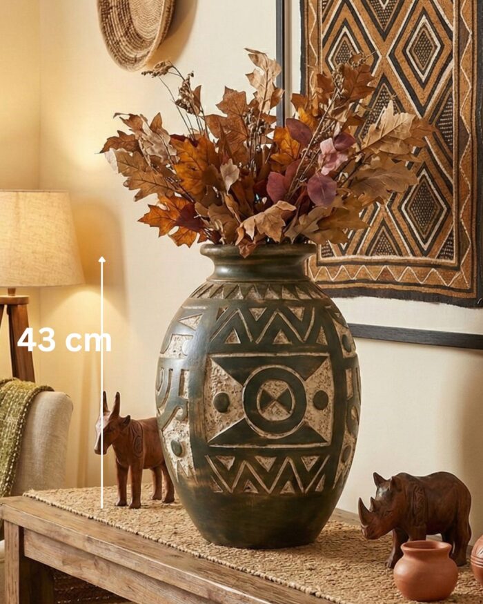 Handcrafted Pottery Vase – Earthy Green Artisan Finish - Image 4