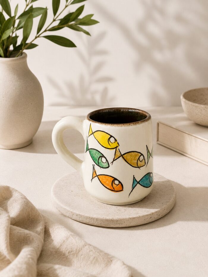 Hand-Painted Ceramic Mug –  Fish Design - Image 2