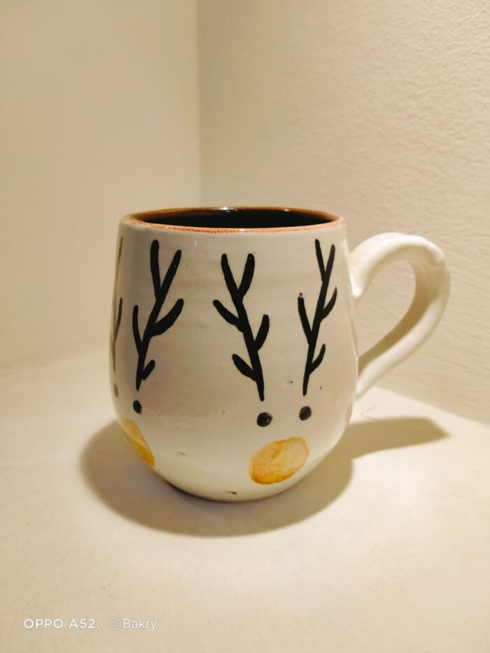 Handcrafted Ceramic Coffee Mug – Colorful Christmas Pattern with Rustic Hand-Painted Design –   Cup with Ergonomic Handle Unique Artisan Gift for Holiday and Everyday Use - Image 2
