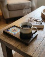 Handcrafted Wooden Serving Tray with Mosaic Tile – Coffee Cup Holder | 23×12 cm - Image 3