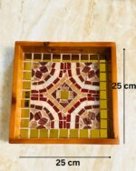 Handcrafted Wooden Mosaic Serving Tray – 25 × 25 cm | Artistic Home Decor - Image 8