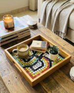 Handcrafted Wooden Mosaic Serving Tray – 25 × 25 cm | Artistic Home Decor - Image 6