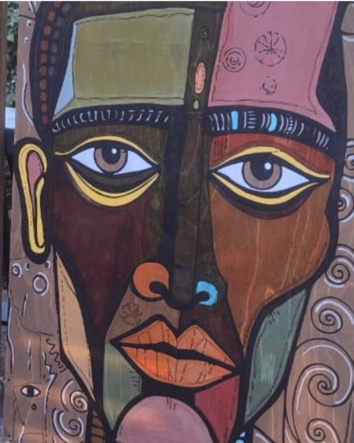 Faces of the Soul – Hand-Painted Wood Art – Bohemian Decor - Image 2