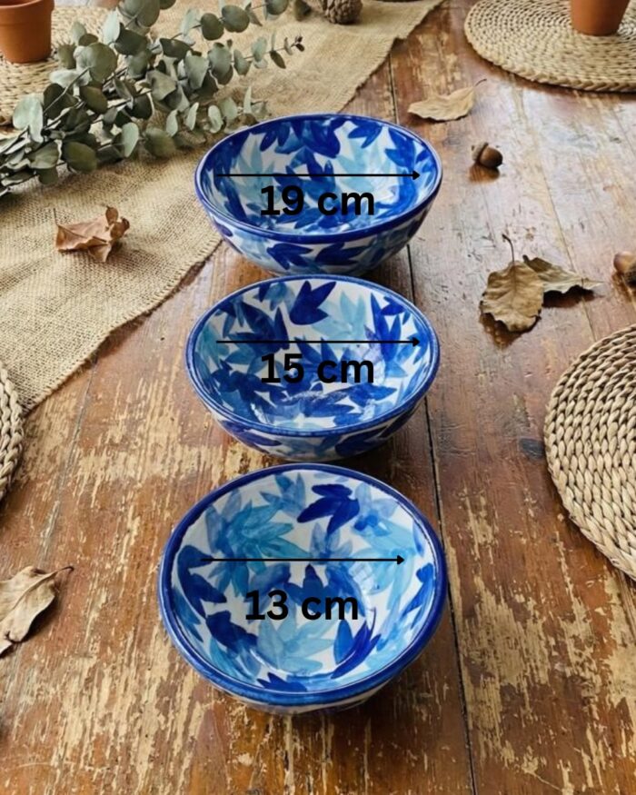 Azure Leaf Porcelain Bowl Set - Image 4
