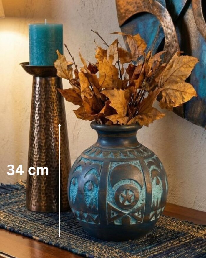 Handcrafted Pottery Vase – Earthy Blue Artisan Design - Image 4