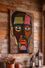 Faces of the Soul – Hand-Painted Wood Art – Bohemian Decor