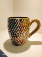 Hand-Painted Vintage stripped Ceramic Mug – Vibrant Colors for Cozy Moments - Image 2