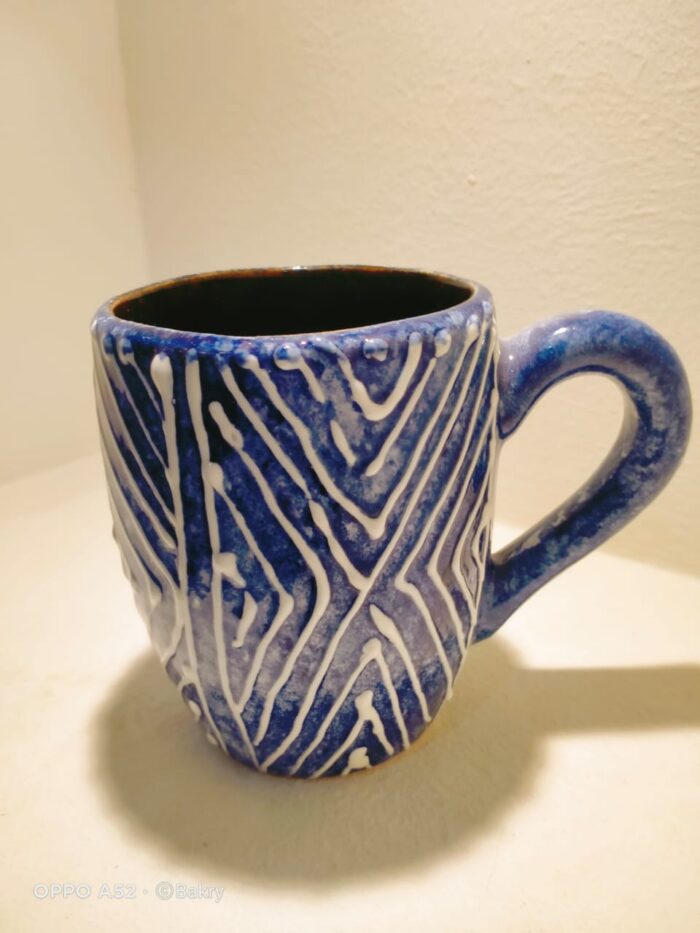 Hand-Painted Vintage stripped Ceramic Mug – Vibrant Colors for Cozy Moments - Image 3