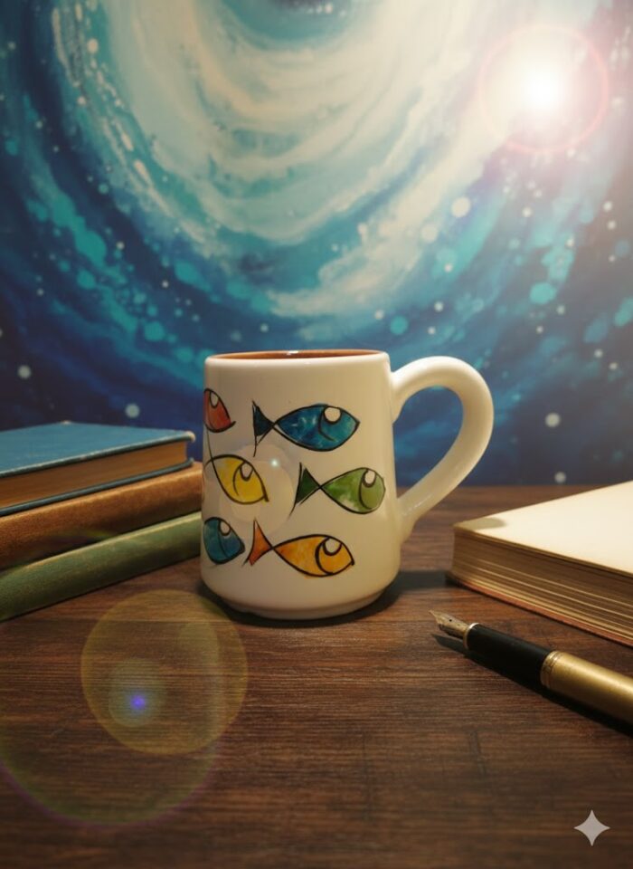 Hand-Painted Ceramic Mug –  Fish Design - Image 1