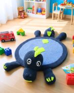 Handmade Dinosaur Play Mat & Kids Play Mattress – Soft Crochet Nursery Floor Rug - Image 4