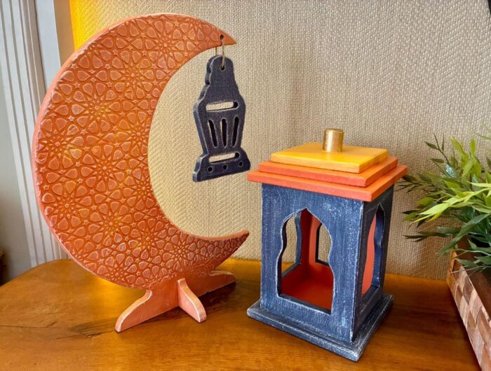 Handcrafted Wooden Ramadan Décor Set with Lanterns, Crescent Moon & Islamic Patterns - Image 5