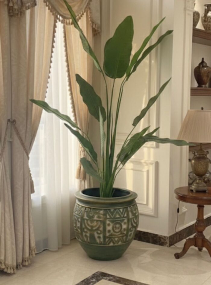 Large Olive Green Handcrafted Terracotta Planter Pot – Decorative Indoor & Outdoor Plant Pot - Image 3