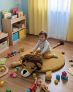 Handmade Lion Play Mat & Kids Play Mattress – Soft Crochet Nursery Floor Rug