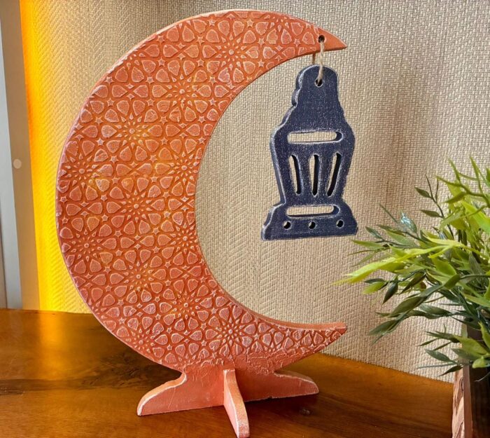 Handcrafted Wooden Ramadan Décor Set with Lanterns, Crescent Moon & Islamic Patterns - Image 6