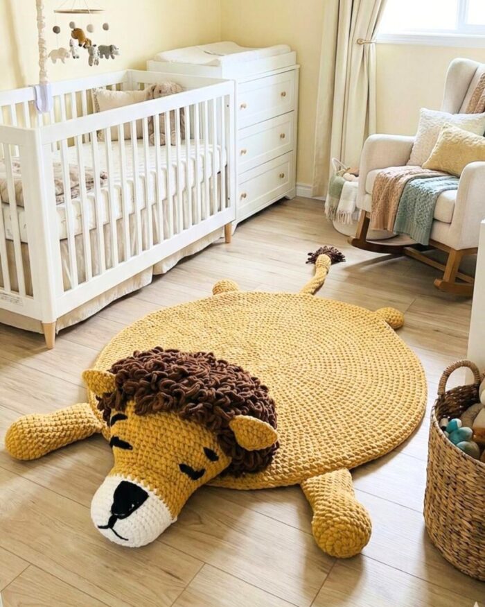 Handmade Lion Play Mat & Kids Play Mattress – Soft Crochet Nursery Floor Rug - Image 2