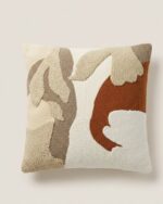Handcrafted Punch Needle Cushion – Abstract Earth Tones | 50×50 cm Decorative Pillow