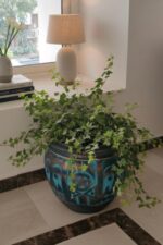 Large BLue Handcrafted Terracotta Planter Pot – Decorative Indoor & Outdoor Plant Pot - Image 4