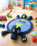 Handmade Dinosaur Play Mat & Kids Play Mattress – Soft Crochet Nursery Floor Rug - Image 3